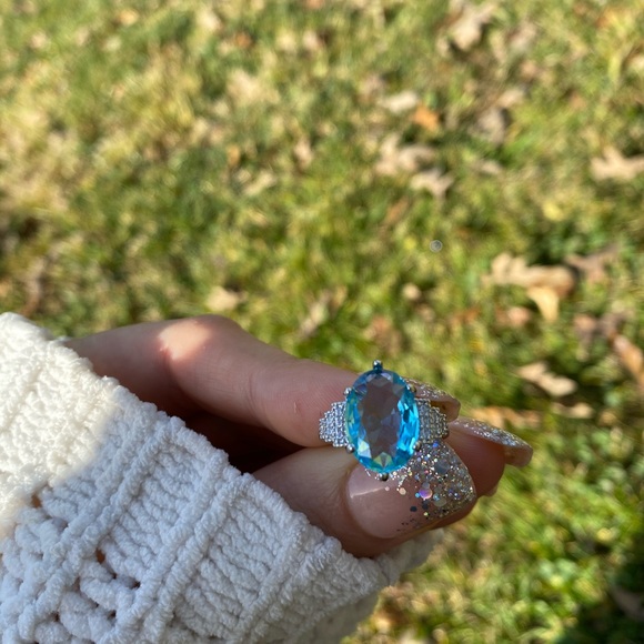 NEW 925 Sterling Silver Blue Stone Ring - Picture 8 of 13